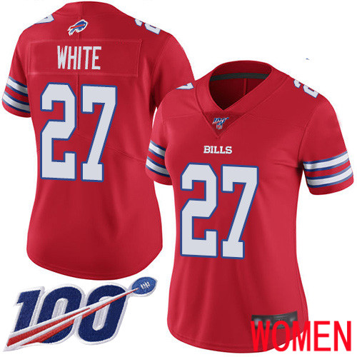 Women Buffalo Bills #27 Tre Davious White Limited Red Rush Vapor Untouchable 100th Season NFL Jersey